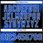 Custom Black Thunder Blue-White Abstract Brush Stroke 3D Pattern Design Bomber Full-Snap Varsity Letterman Hoodie Jacket