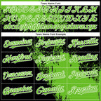 Custom Black Aurora Green-White Abstract Brush Stroke 3D Pattern Design Bomber Full-Snap Varsity Letterman Hoodie Jacket