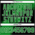 Custom Black Grass Green-White Abstract Brush Stroke 3D Pattern Design Bomber Full-Snap Varsity Letterman Hoodie Jacket