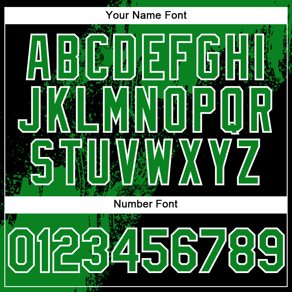 Custom Black Grass Green-White Abstract Brush Stroke 3D Pattern Design Bomber Full-Snap Varsity Letterman Hoodie Jacket