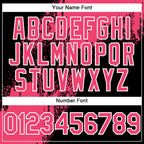 Custom Black Neon Pink-White Abstract Brush Stroke 3D Pattern Design Bomber Full-Snap Varsity Letterman Hoodie Jacket