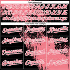 Custom Black Medium Pink-White Abstract Brush Stroke 3D Pattern Design Bomber Full-Snap Varsity Letterman Hoodie Jacket