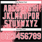 Custom Black Medium Pink-White Abstract Brush Stroke 3D Pattern Design Bomber Full-Snap Varsity Letterman Hoodie Jacket