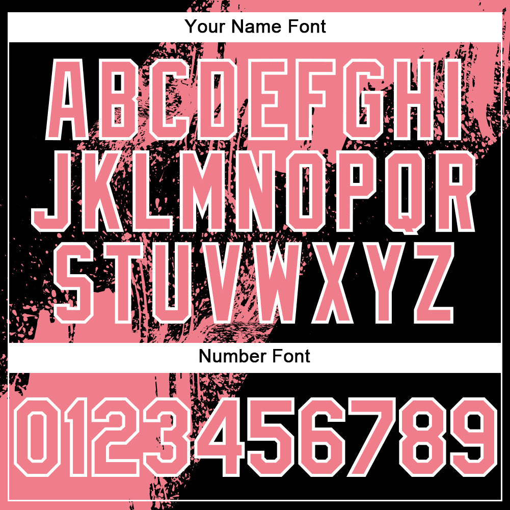 Custom Black Medium Pink-White Abstract Brush Stroke 3D Pattern Design Bomber Full-Snap Varsity Letterman Hoodie Jacket
