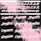 Custom Black Light Pink-White Abstract Brush Stroke 3D Pattern Design Bomber Full-Snap Varsity Letterman Hoodie Jacket