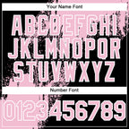 Custom Black Light Pink-White Abstract Brush Stroke 3D Pattern Design Bomber Full-Snap Varsity Letterman Hoodie Jacket