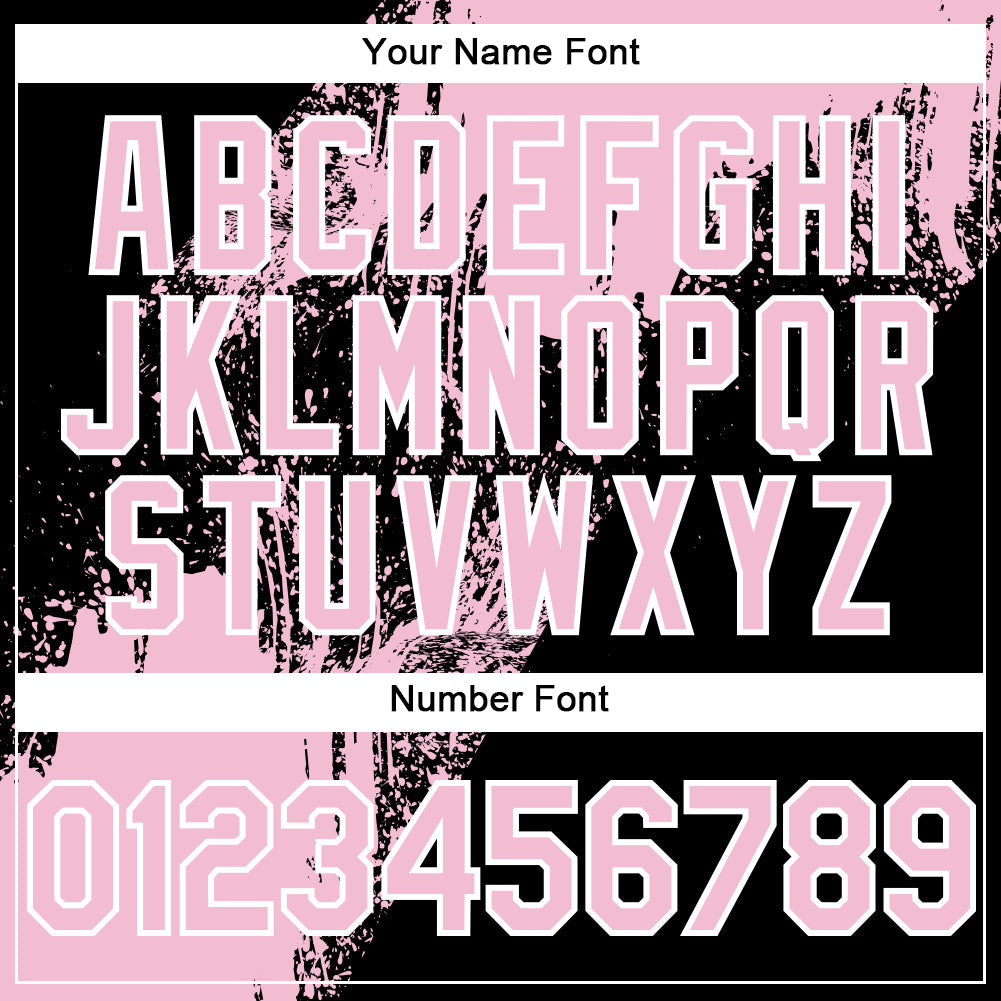 Custom Black Light Pink-White Abstract Brush Stroke 3D Pattern Design Bomber Full-Snap Varsity Letterman Hoodie Jacket