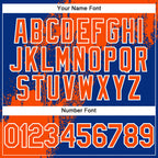 Custom Royal Orange-White Abstract Brush Stroke 3D Pattern Design Bomber Full-Snap Varsity Letterman Hoodie Jacket