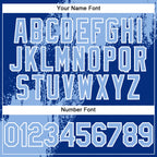 Custom Royal Light Blue-White Abstract Brush Stroke 3D Pattern Design Bomber Full-Snap Varsity Letterman Hoodie Jacket