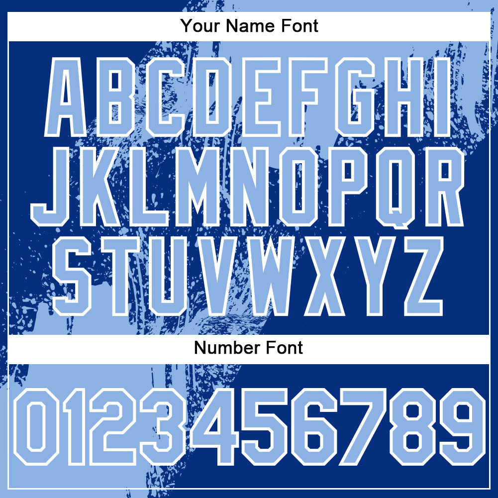 Custom Royal Light Blue-White Abstract Brush Stroke 3D Pattern Design Bomber Full-Snap Varsity Letterman Hoodie Jacket