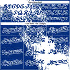 Custom Royal White Abstract Brush Stroke 3D Pattern Design Bomber Full-Snap Varsity Letterman Hoodie Jacket
