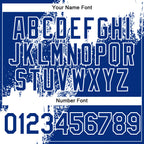 Custom Royal White Abstract Brush Stroke 3D Pattern Design Bomber Full-Snap Varsity Letterman Hoodie Jacket