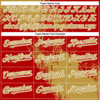 Custom Red Old Gold-White Abstract Brush Stroke 3D Pattern Design Bomber Full-Snap Varsity Letterman Hoodie Jacket