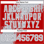 Custom Red Gray-White Abstract Brush Stroke 3D Pattern Design Bomber Full-Snap Varsity Letterman Hoodie Jacket