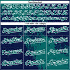 Custom Navy Teal-White Abstract Brush Stroke 3D Pattern Design Bomber Full-Snap Varsity Letterman Hoodie Jacket