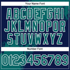 Custom Navy Teal-White Abstract Brush Stroke 3D Pattern Design Bomber Full-Snap Varsity Letterman Hoodie Jacket