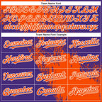 Custom Purple Orange-White Abstract Brush Stroke 3D Pattern Design Bomber Full-Snap Varsity Letterman Hoodie Jacket