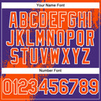 Custom Purple Orange-White Abstract Brush Stroke 3D Pattern Design Bomber Full-Snap Varsity Letterman Hoodie Jacket