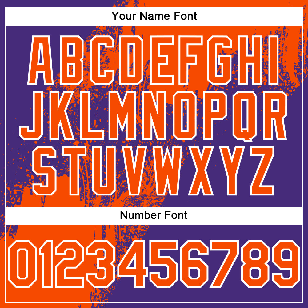 Custom Purple Orange-White Abstract Brush Stroke 3D Pattern Design Bomber Full-Snap Varsity Letterman Hoodie Jacket