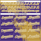 Custom Purple Old Gold-White Abstract Brush Stroke 3D Pattern Design Bomber Full-Snap Varsity Letterman Hoodie Jacket