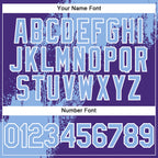 Custom Purple Light Blue-White Abstract Brush Stroke 3D Pattern Design Bomber Full-Snap Varsity Letterman Hoodie Jacket