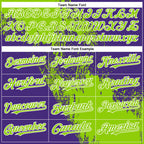 Custom Purple Neon Green-White Abstract Brush Stroke 3D Pattern Design Bomber Full-Snap Varsity Letterman Hoodie Jacket