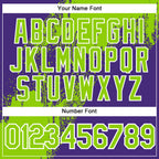 Custom Purple Neon Green-White Abstract Brush Stroke 3D Pattern Design Bomber Full-Snap Varsity Letterman Hoodie Jacket