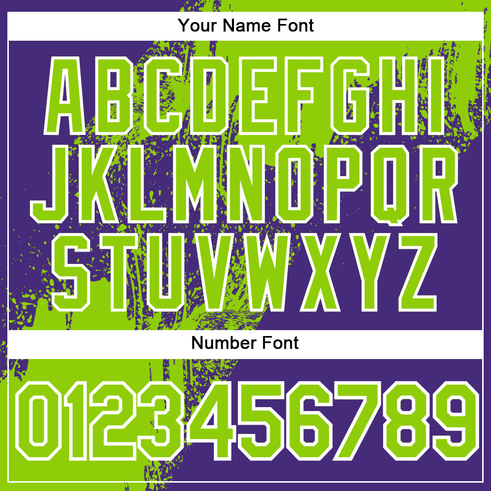Custom Purple Neon Green-White Abstract Brush Stroke 3D Pattern Design Bomber Full-Snap Varsity Letterman Hoodie Jacket