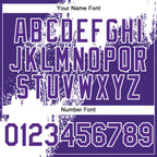 Custom Purple White Abstract Brush Stroke 3D Pattern Design Bomber Full-Snap Varsity Letterman Hoodie Jacket