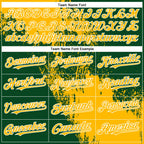 Custom Green Gold-White Abstract Brush Stroke 3D Pattern Design Bomber Full-Snap Varsity Letterman Hoodie Jacket