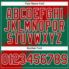 Custom Kelly Green Red-White Abstract Brush Stroke 3D Pattern Design Bomber Full-Snap Varsity Letterman Hoodie Jacket
