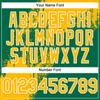 Custom Kelly Green Gold-White Abstract Brush Stroke 3D Pattern Design Bomber Full-Snap Varsity Letterman Hoodie Jacket