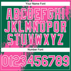 Custom Kelly Green Pink-White Abstract Brush Stroke 3D Pattern Design Bomber Full-Snap Varsity Letterman Hoodie Jacket