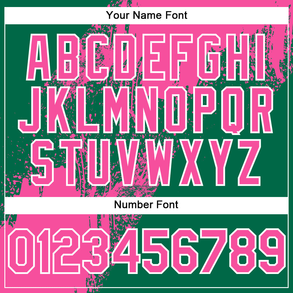 Custom Kelly Green Pink-White Abstract Brush Stroke 3D Pattern Design Bomber Full-Snap Varsity Letterman Hoodie Jacket