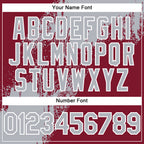 Custom Crimson Gray-White Abstract Brush Stroke 3D Pattern Design Bomber Full-Snap Varsity Letterman Hoodie Jacket