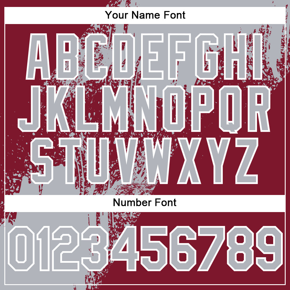 Custom Crimson Gray-White Abstract Brush Stroke 3D Pattern Design Bomber Full-Snap Varsity Letterman Hoodie Jacket