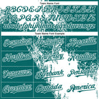 Custom Teal White Abstract Brush Stroke 3D Pattern Design Bomber Full-Snap Varsity Letterman Hoodie Jacket
