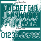Custom Teal White Abstract Brush Stroke 3D Pattern Design Bomber Full-Snap Varsity Letterman Hoodie Jacket