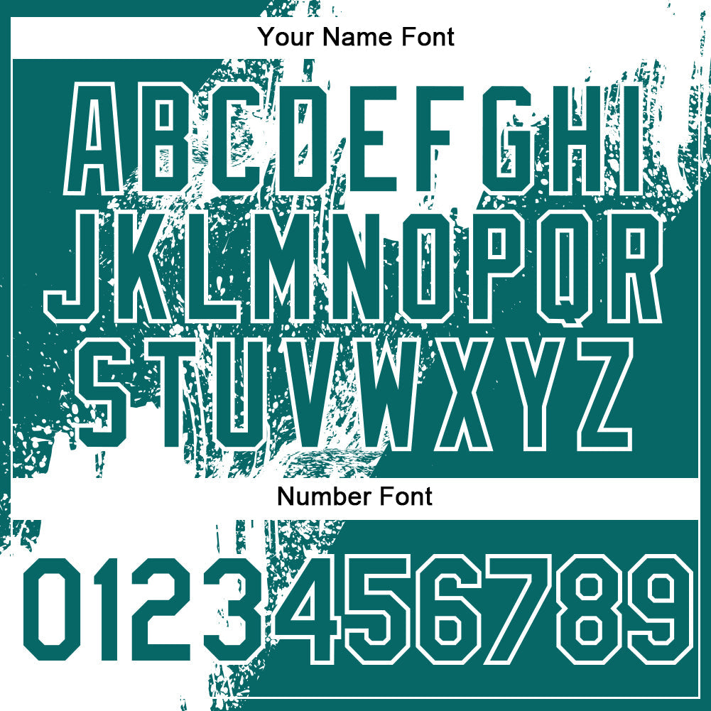 Custom Teal White Abstract Brush Stroke 3D Pattern Design Bomber Full-Snap Varsity Letterman Hoodie Jacket