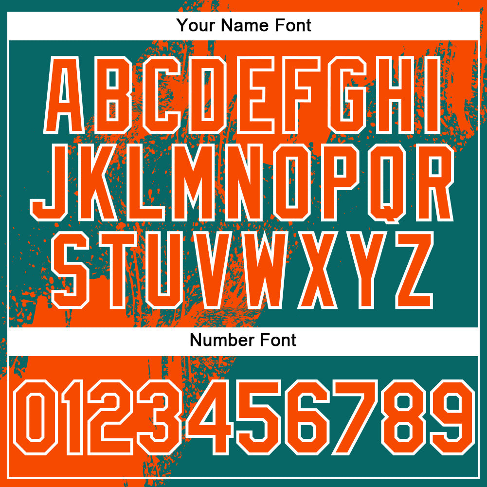 Custom Teal Orange-White Abstract Brush Stroke 3D Pattern Design Bomber Full-Snap Varsity Letterman Hoodie Jacket