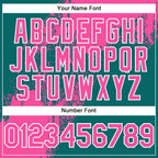 Custom Teal Pink-White Abstract Brush Stroke 3D Pattern Design Bomber Full-Snap Varsity Letterman Hoodie Jacket