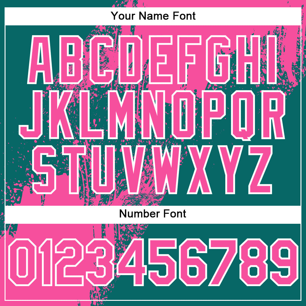 Custom Teal Pink-White Abstract Brush Stroke 3D Pattern Design Bomber Full-Snap Varsity Letterman Hoodie Jacket