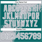 Custom Teal Gray-White Abstract Brush Stroke 3D Pattern Design Bomber Full-Snap Varsity Letterman Hoodie Jacket