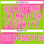 Custom Neon Green Pink-White Abstract Brush Stroke 3D Pattern Design Bomber Full-Snap Varsity Letterman Hoodie Jacket