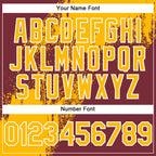 Custom Burgundy Gold-White Abstract Brush Stroke 3D Pattern Design Bomber Full-Snap Varsity Letterman Hoodie Jacket