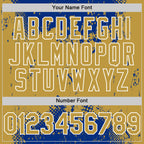 Custom Royal Old Gold-White Splash Art 3D Pattern Design Bomber Full-Snap Varsity Letterman Hoodie Jacket