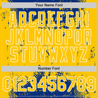 Custom Royal Yellow-White Splash Art 3D Pattern Design Bomber Full-Snap Varsity Letterman Hoodie Jacket