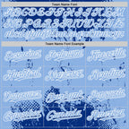 Custom Royal Light Blue-White Splash Art 3D Pattern Design Bomber Full-Snap Varsity Letterman Hoodie Jacket