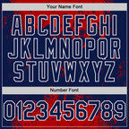 Custom Red Navy-White Splash Art 3D Pattern Design Bomber Full-Snap Varsity Letterman Hoodie Jacket