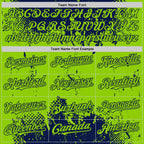 Custom Navy Neon Green Splash Art 3D Pattern Design Bomber Full-Snap Varsity Letterman Hoodie Jacket